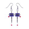 Prayer wheel earrings with lapis lazuli and coral