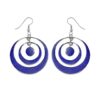 Handmade concentric circle dangle earrings with natural lapis lazuli inlay
