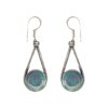 Teardrop dangle earrings with turquoise inlay