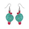 Turquoise and coral spiral earrings