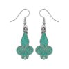Silver-plated brass turquoise inlay Tibetan drop dangle earrings