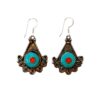 Turquoise and coral triangular earrings