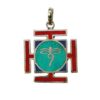 Tibetan pendant with coral, turquoise, and lapis inlay