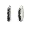 925 sterling silver hoop earrings, oxidized floral embossed design