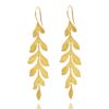18k yellow gold-plated silver dangle earrings, cascading leaf design
