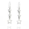 925 sterling silver star dangle earrings, triple drop celestial design