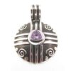 : Oxidized 925 silver pendant with spiral design and purple amethyst stone