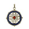 Tibetan pendant with lapis lazuli border and central coral gemstone