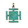 Turquoise Tibetan pendant with endless knot symbol in silver setting