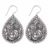925 sterling silver teardrop earrings with intricate filigree beaded swirl design