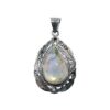 Handmade teardrop moonstone pendant with ornate silver filigree design