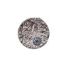 Textured round silver pendant with blue gemstone accent