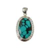 Handmade Large Oval Turquoise Matrix Pendant in 925 Sterling Silver