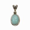Elegant Oval Larimar Gemstone Pendant with Ornate Sterling Silver Bail