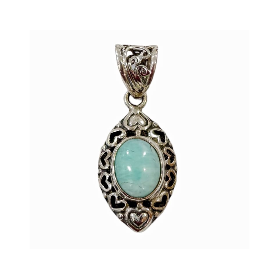 Handmade Blue Turquoise Gemstone Minimalistic Pendant in 925 Sterling Silver