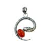 Handmade snake pendant with red onyx gemstone in oxidized silver