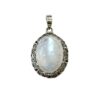 Handmade oval moonstone pendant with vintage silver frame