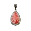 Handmade teardrop rhodochrosite pendant with ornate silver frame