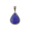 Handmade teardrop lapis lazuli pendant with ornate silver frame