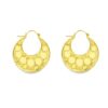 18k yellow gold-plated silver hoop earrings, textured crescent design