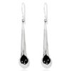 925 sterling silver long drop earrings with teardrop design and black oxidized detailing