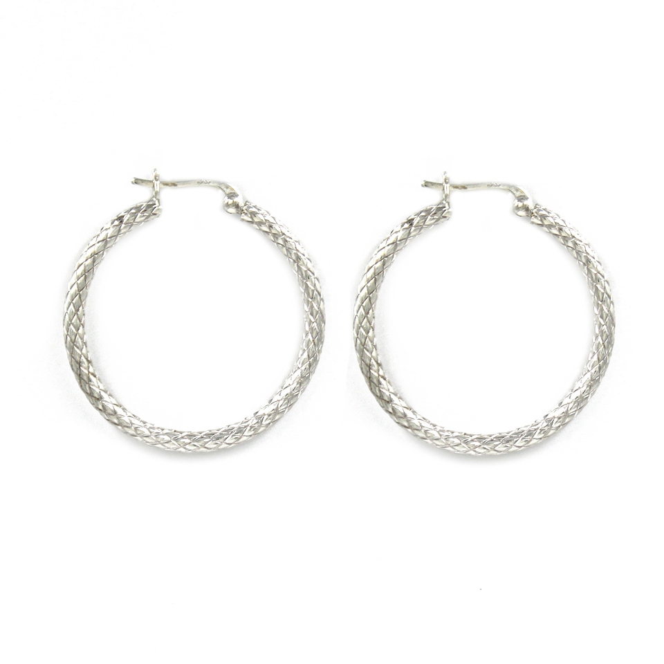 925 sterling silver hoop earrings, braided textured design