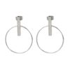 Minimalist silver hoop earrings with geometric bar stud design
