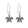 Turtle-shaped silver dangle earrings with oxidized finish