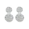 Double disc silver dangle earrings with wavy textured finish