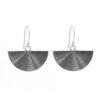 Oxidized silver half-moon earrings with concentric engraved lines