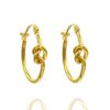 18k yellow gold-plated silver hoop earrings, knot design