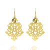 18k yellow gold-plated silver dangle earrings, filigree floral design