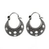 925 sterling silver crescent hoop earrings, oxidized dotted boho design