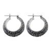 925 sterling silver floral hoop earrings, oxidized vintage design