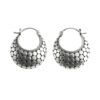 925 sterling silver crescent hoop earrings, dotted oxidized design