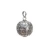 Round silver ball pendant with intricate spiral swirl design