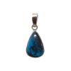 Natural azurite teardrop pendant with silver bezel