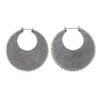925 sterling silver crescent hoop earrings, oxidized mesh design with beaded edge