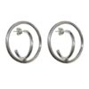 925 sterling silver double circle hoop earrings, modern stud style