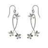 925 sterling silver floral dangle earrings, delicate triple flower design