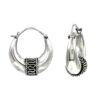 925 sterling silver crescent hoop earrings, oxidized tribal rope detail
