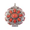 Tibetan round pendant with full coral inlay and silver detailing