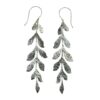 925 sterling silver dangle earrings, cascading leaf hammered design