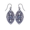 925 sterling silver filigree marquise earrings with blue topaz