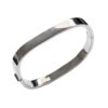 Plain square-edge 925 sterling silver polished bangle bracelet with hinged clasp