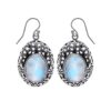 925 sterling silver moonstone oval earrings with intricate filigree design