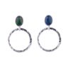 925 sterling silver Ethiopian opal circle dangle earrings