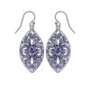 925 sterling silver marquise filigree dangle earrings with oval amethyst gemstones