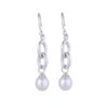 925 sterling silver chain link drop earrings with white pearls