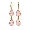 Gold-plated double drop earrings with faceted rose quartz gemstones